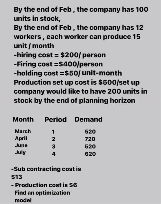 Use lindo(lingo) model to solution this question