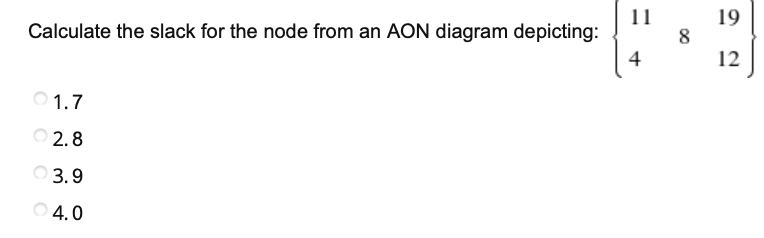 11 19 Calculate the slack for the node from an