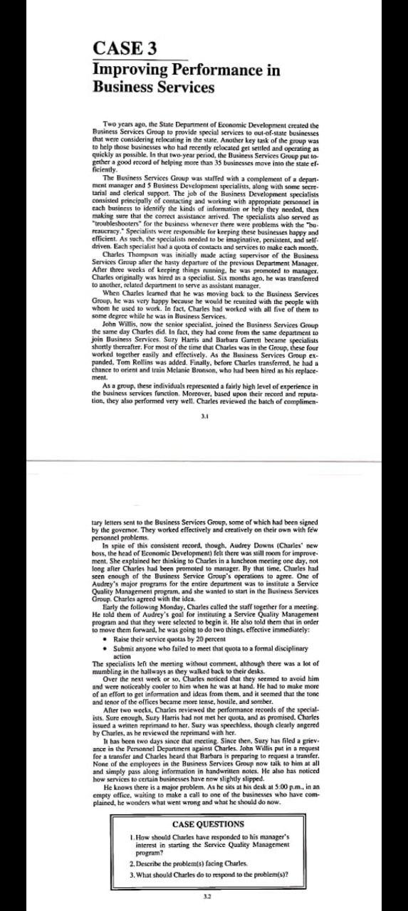 CASE 3 Improving Performance in Business Services