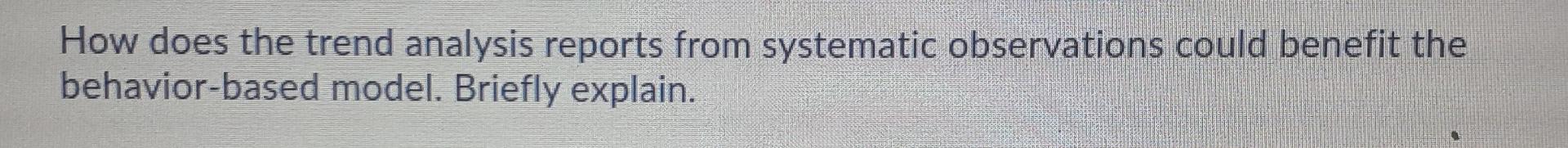 please help How does the trend analysis reports