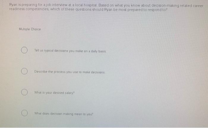 Ryan is preparing for a job interview at a local