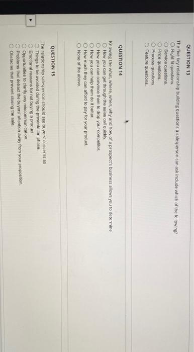 QUESTION 13 The five key relationship building