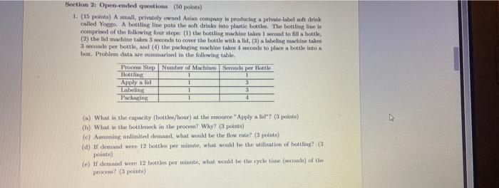 with work shown. Section 2: Open-ended questions
