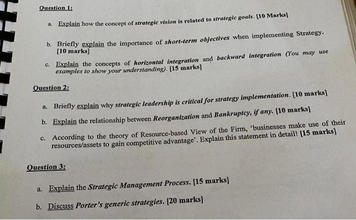 Question 1: a. Explain how the concept of