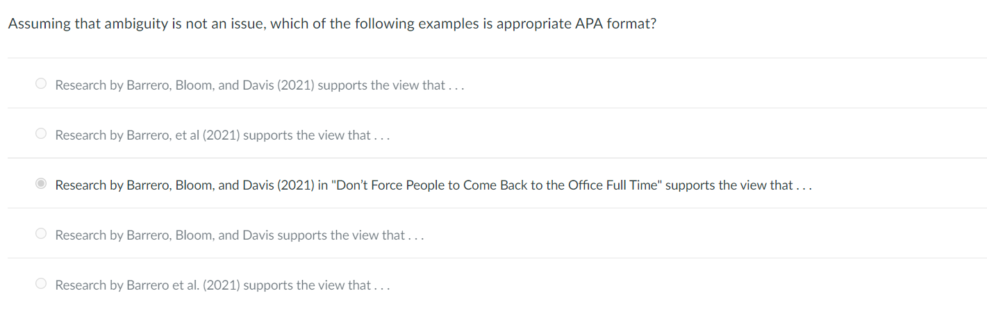 In APA format, which is not one of the three