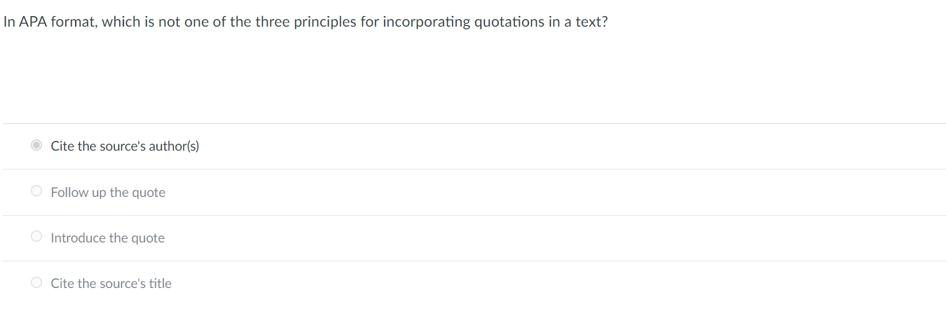 In APA format, which is not one of the three