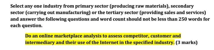 Select any one industry from primary sector