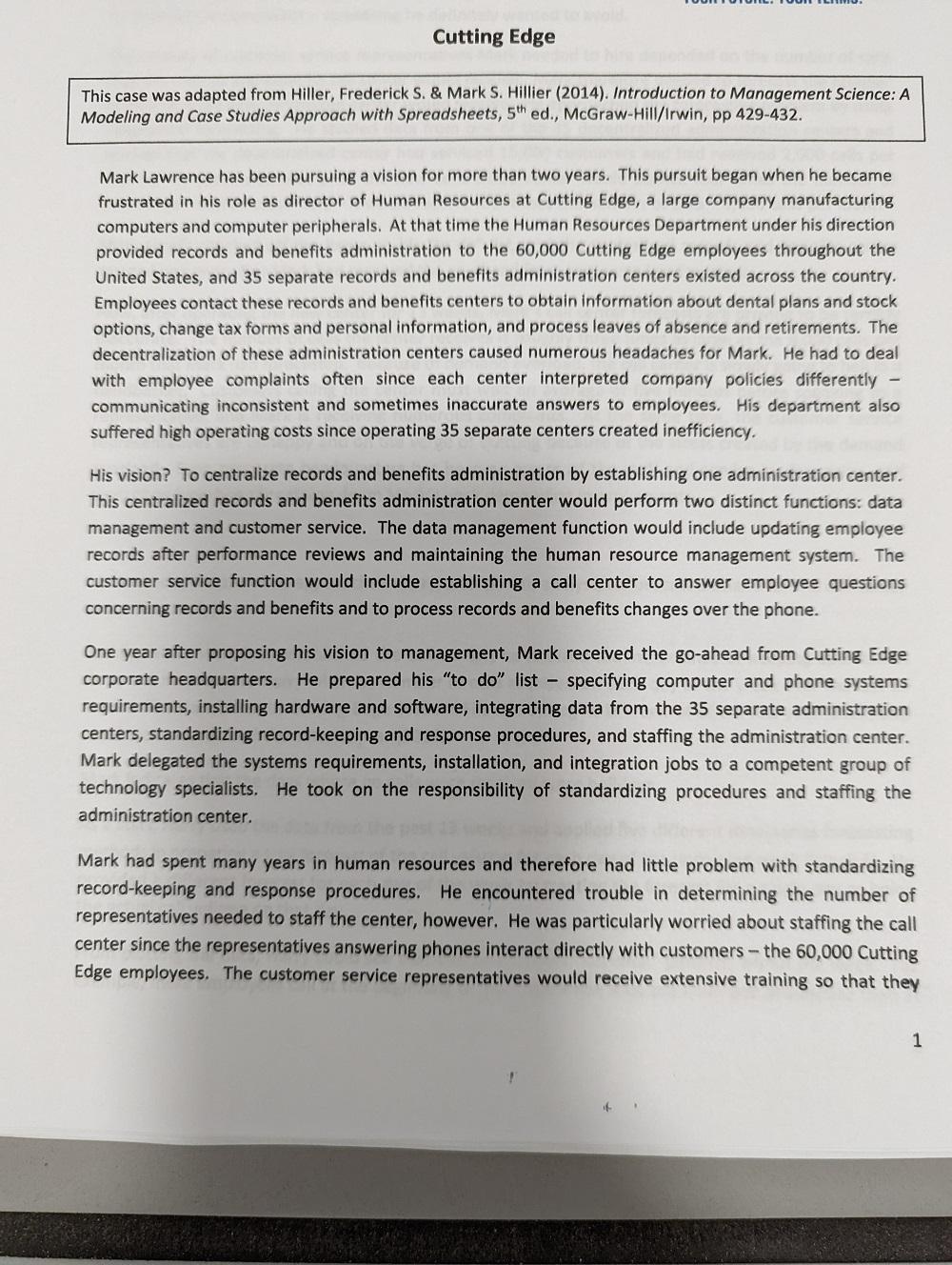 Question: Why was Mark's initial forecast of call