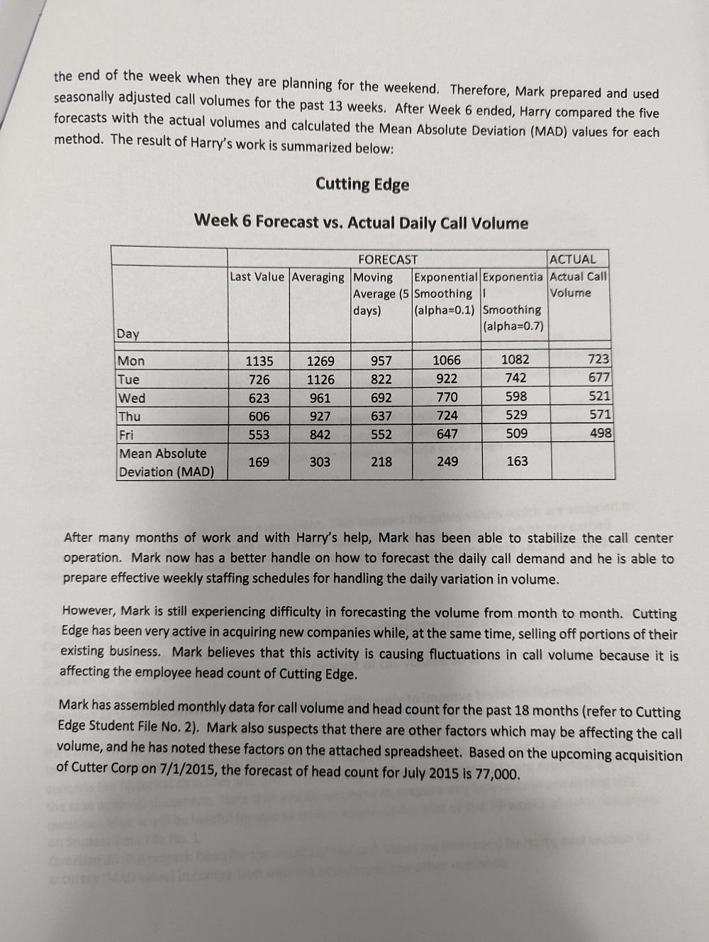 Question: Why was Mark's initial forecast of call