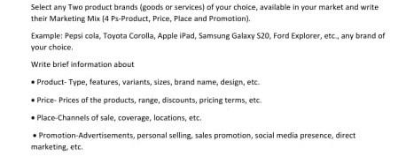 Select any Two product brands (goods or services