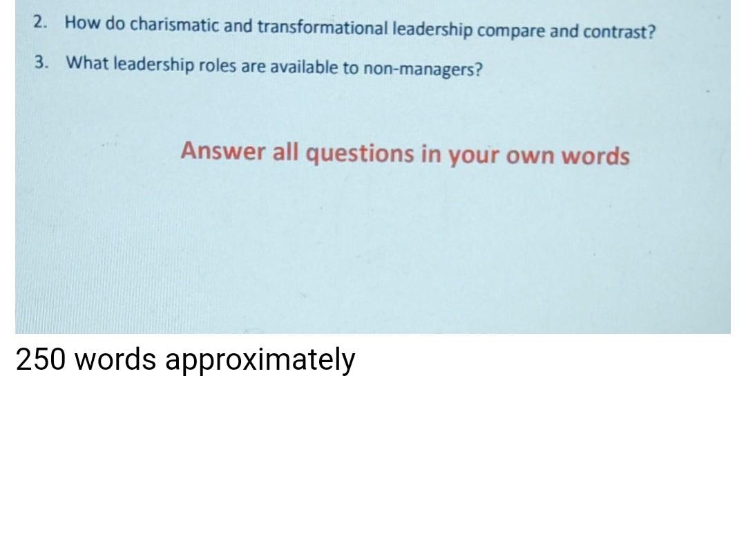 2. How do charismatic and transformational