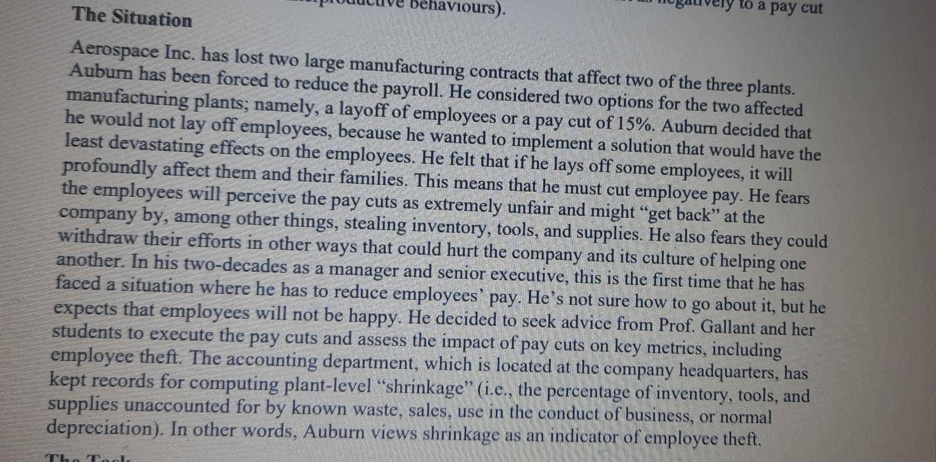 please do a concise description of the situation