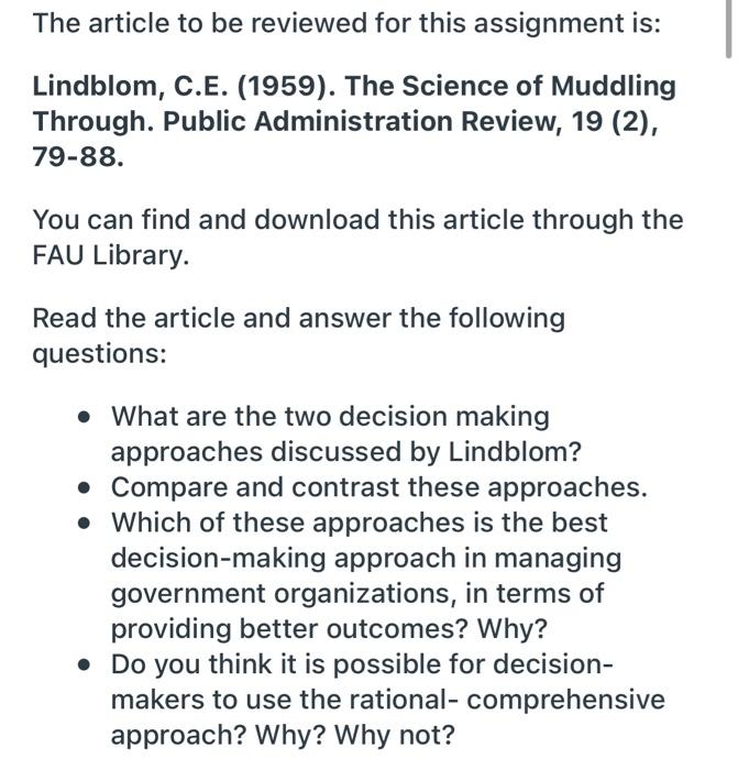 The article to be reviewed for this assignment