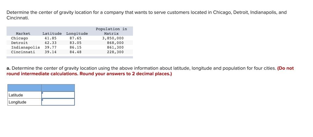 Determine the center of gravity location for a