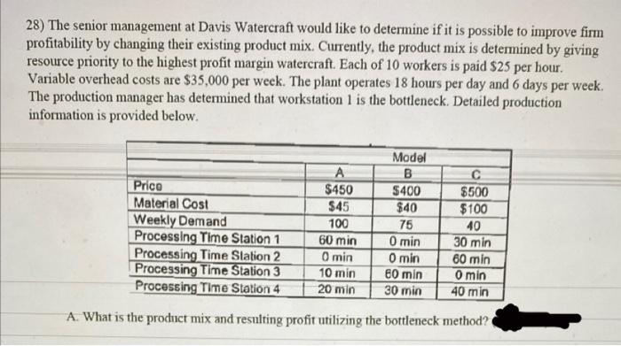 no excel, just math work on paper 28) The senior