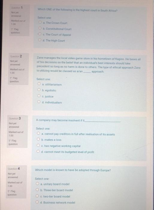 01 Naty Which ONE of the following is the highest