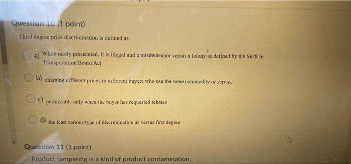 Question 9 (1 point) Which of the following is