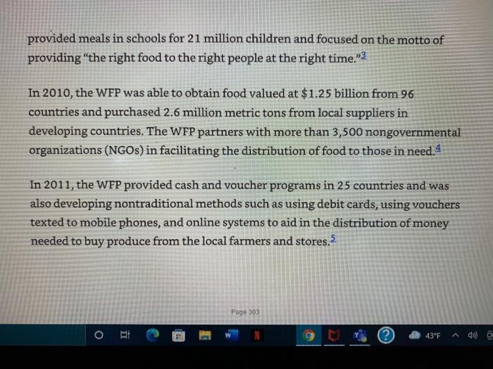 read case on the World Food Programme (WFP). Go
