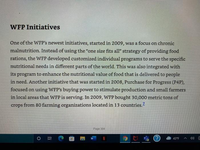 read case on the World Food Programme (WFP). Go