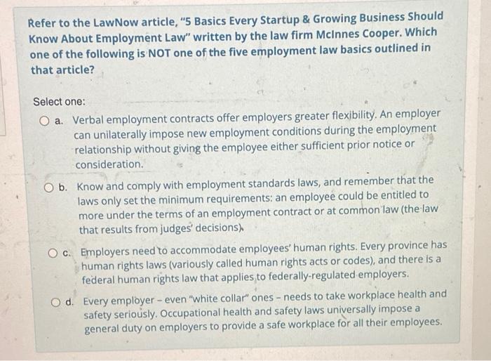 Refer to the LawNow article, "5 Basics Every