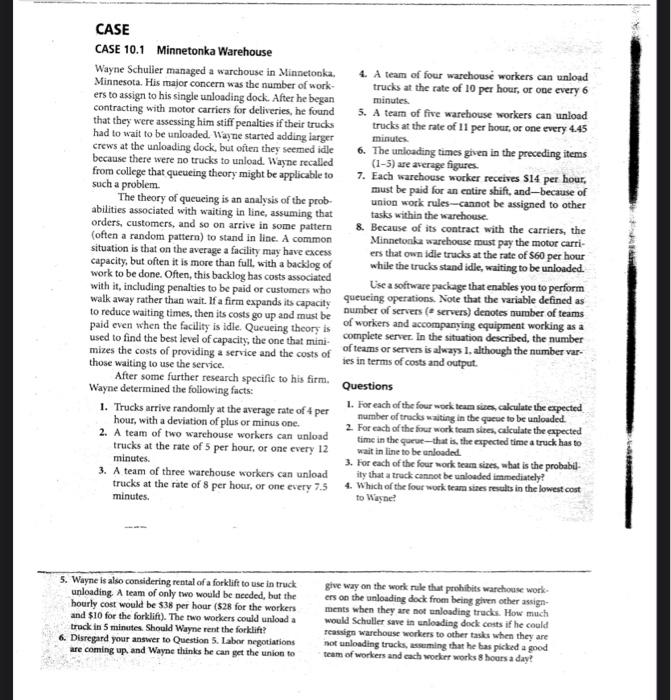 CASE CASE 10.1 Minnetonka Warehouse Wayne