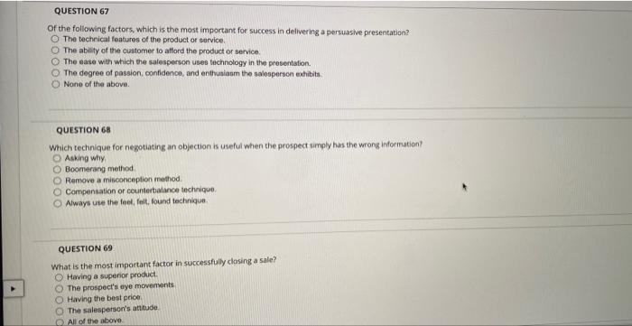 n QUESTION 67 of the following factors, which is