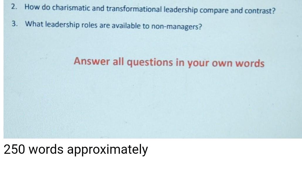 2. How do charismatic and transformational