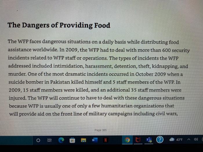 read case on the World Food Programme (WFP). Go