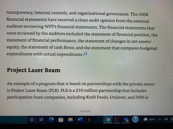 read case on the World Food Programme (WFP). Go