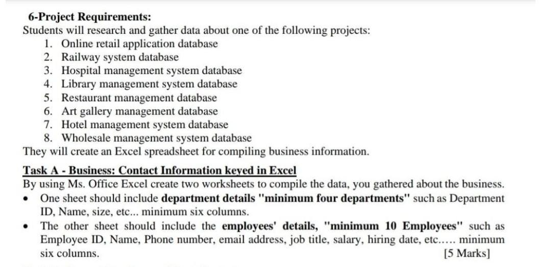 6-Project Requirements: Students will research