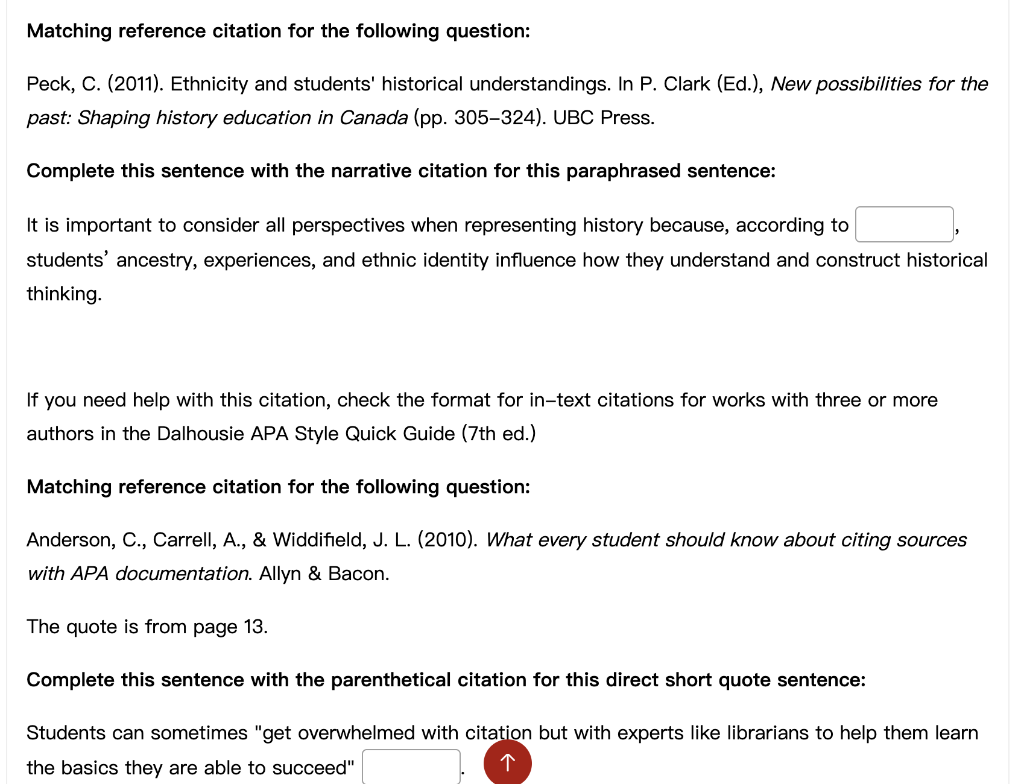 For the next three questions, fill in the missing