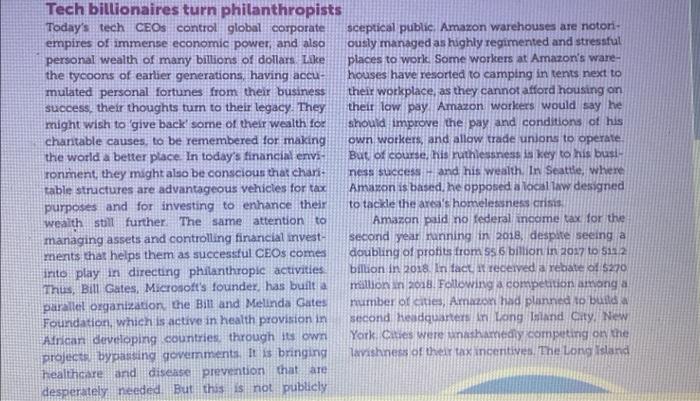 Tech billionaires turn philanthropists Today's