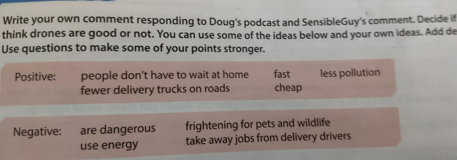 Write your own comment responding to Doug's