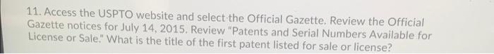 11. Access the USPTO website and select the