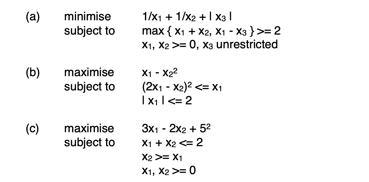 Homework: Which of the following optimisation