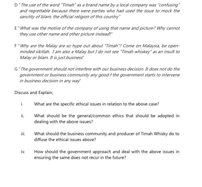 Question 2 (25 marks) Timah Whisky of Malaysia