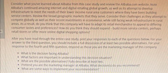 Consider what you've learned about Alibaba from