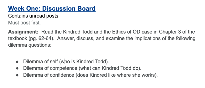 Week One: Discussion Board Contains unread posts