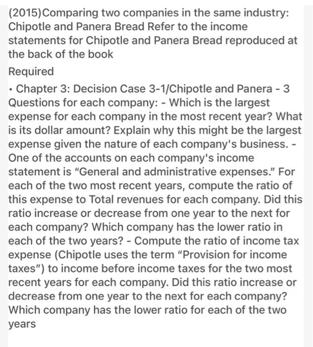 (2015) Comparing two companies in the same