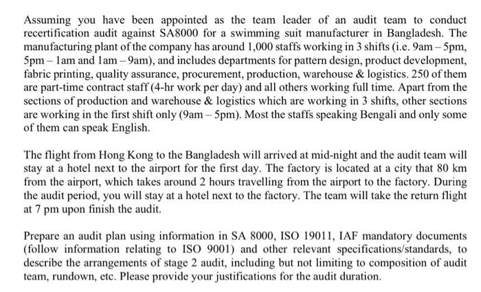 Assuming you have been appointed as the team