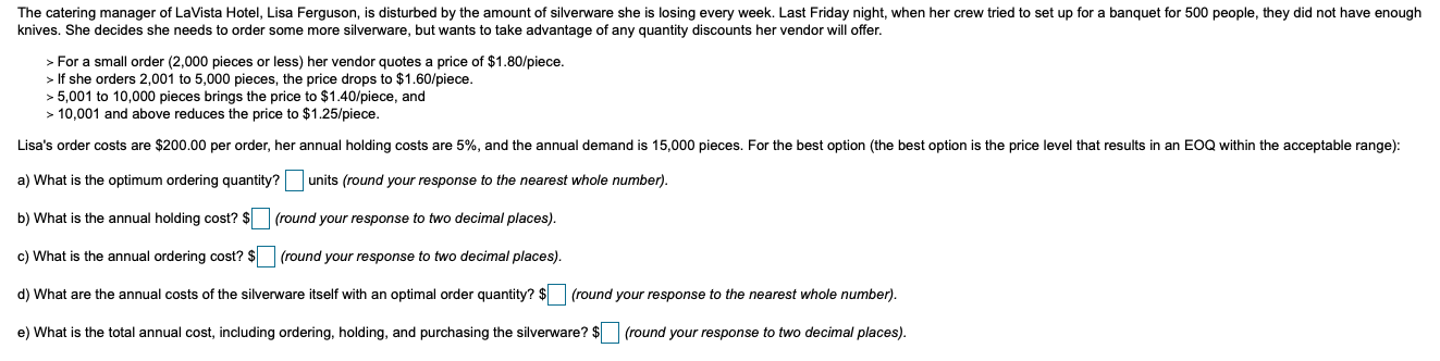 The catering manager of LaVista Hotel, Lisa