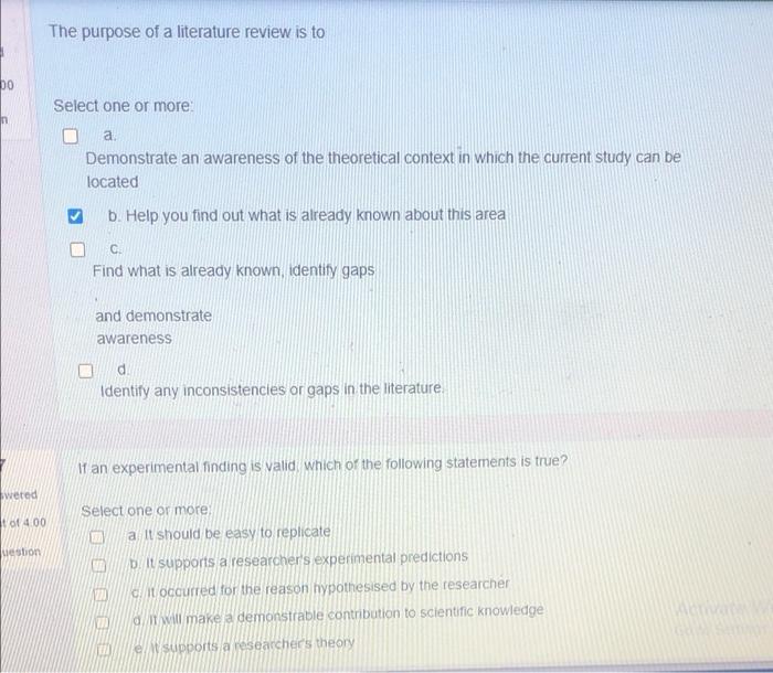 The purpose of a literature review is to bo