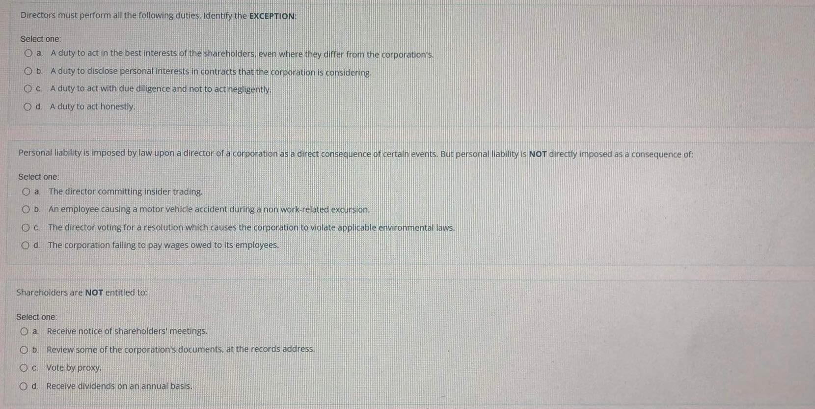 Directors must perform all the following duties.