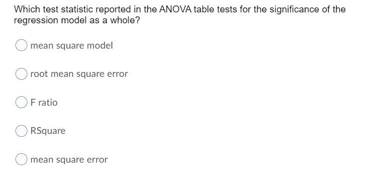 Which test statistic reported in the ANOVA table