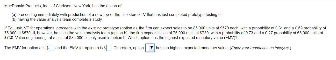 MacDonald Products, Inc., of Clarkson, New York,