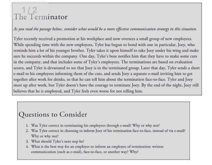 1/2 The Terminator As you read the passage below,