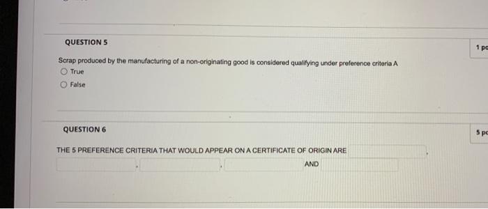 QUESTIONS 1 pc Scrap produced by the