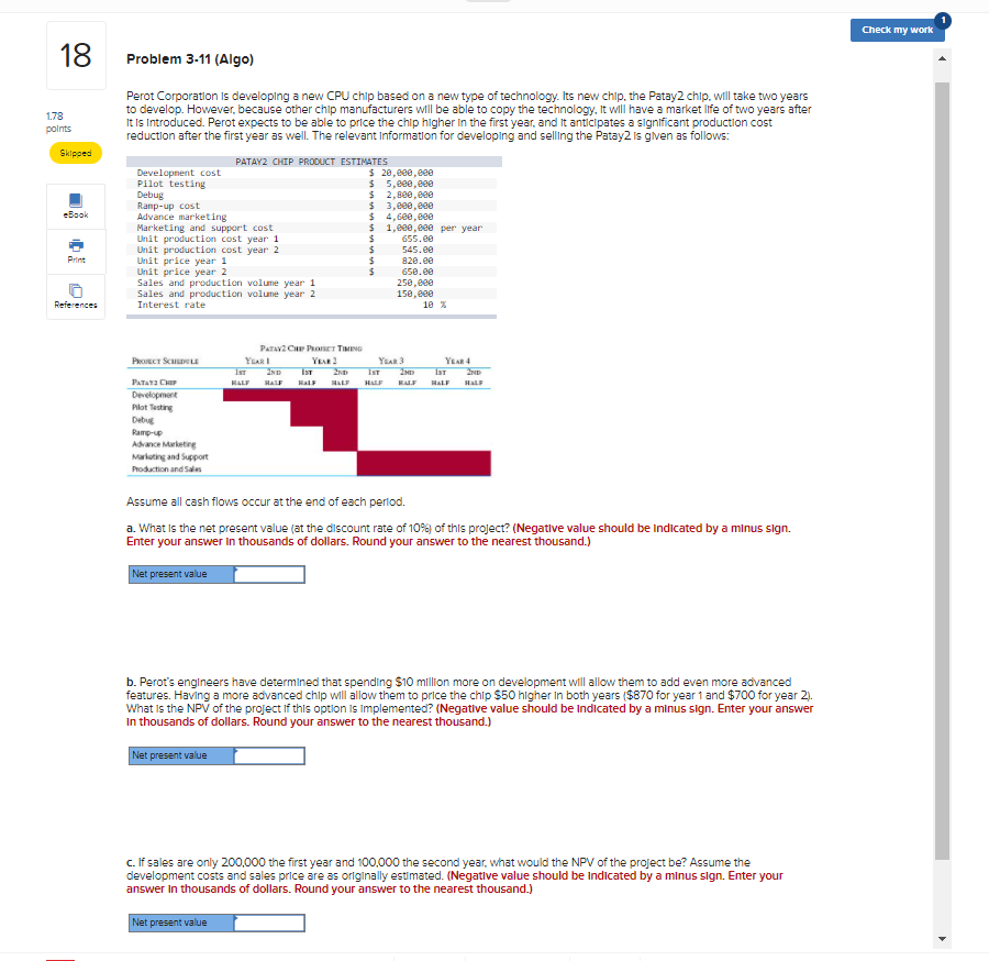 Check my work 18 Problem 3-11 (Algo) 1.78 points