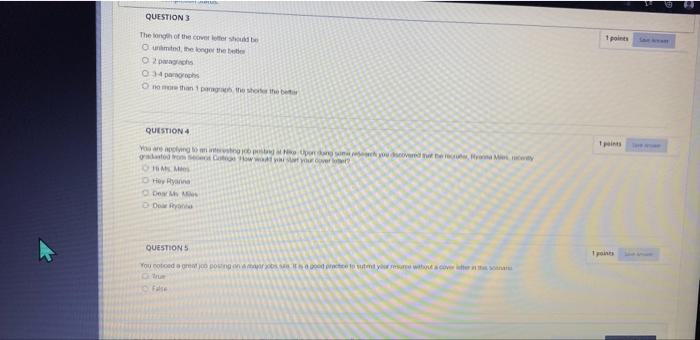 QUESTION 1 Which of the following should be