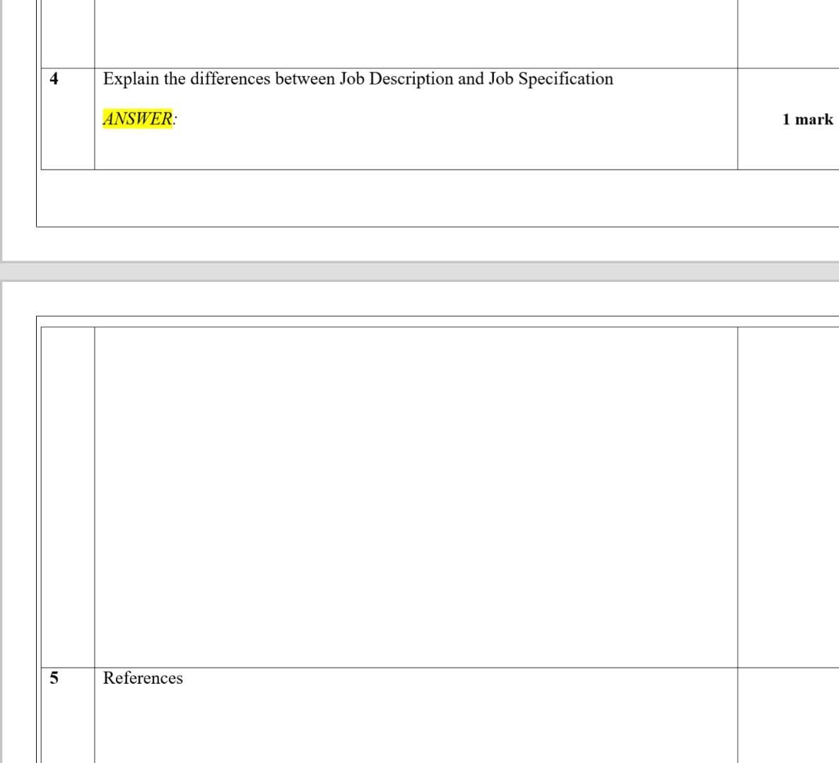 4 Explain the differences between Job Description